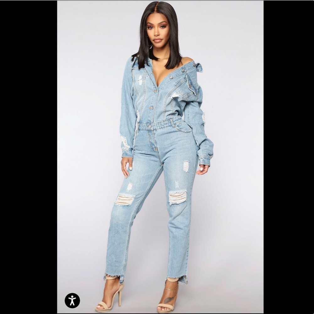 Fashion nova - high jump denim Jumpsuit